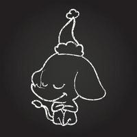 desenho de giz de elefante de natal vetor