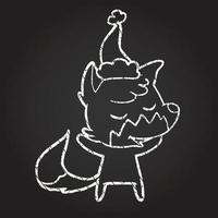 desenho de giz de raposa de natal vetor