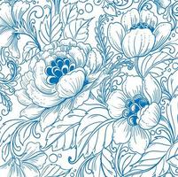 elegante padrão floral azul decorativo étnico vetor