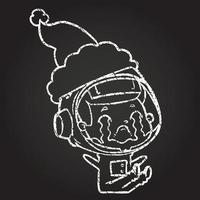 desenho de giz de astronauta de natal vetor