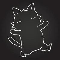 desenho de giz de gato dançando vetor