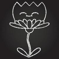 desenho de giz de flor feliz vetor