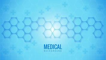 fundo médico abstrato de forma hexagonal azul vetor