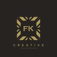 vetor de modelo de logotipo de monograma de ornamento de luxo de carta inicial fk