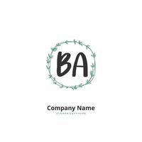 ba caligrafia inicial e design de logotipo de assinatura com círculo. logotipo manuscrito de design bonito para moda, equipe, casamento, logotipo de luxo. vetor