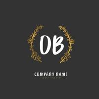 ob caligrafia inicial e design de logotipo de assinatura com círculo. logotipo manuscrito de design bonito para moda, equipe, casamento, logotipo de luxo. vetor