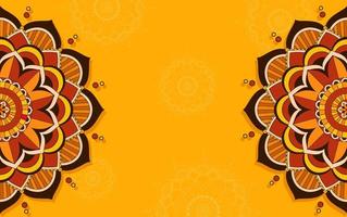 desenho de fundo amarelo e laranja com padrões de mandala vetor