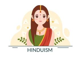 hinduísmo de vários desenhos animados de fundo plano deus indiano ilustração de modelos desenhados à mão vetor