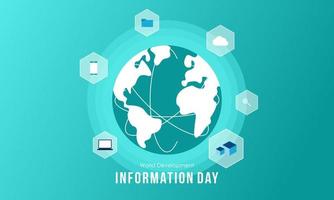 Dia Mundial da Informação do Desenvolvimento. ilustração de ícone de informações de tecnologia vetor
