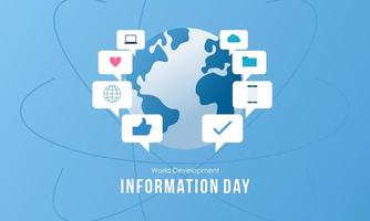 Dia Mundial da Informação do Desenvolvimento. ilustração de ícone de informações de tecnologia vetor