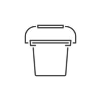 ícone de conceito de vetor de balde de plástico em estilo de linha fina