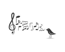 nota musical com ícone de pássaro vetor