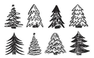 padrão de árvore de natal, ilustrações desenhadas à mão. vetor