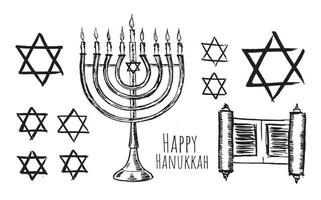 hanukkah com velas de férias, estrelas de david hebraicas. ilustração vetorial. vetor