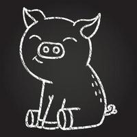 desenho de giz de porco vetor
