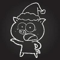 desenho de giz de porco de natal vetor