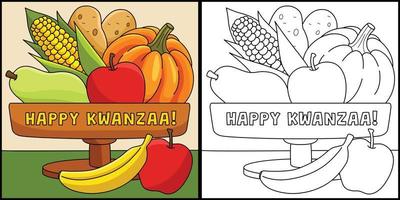 feliz kwanzaa mazao ilustração de página para colorir vetor