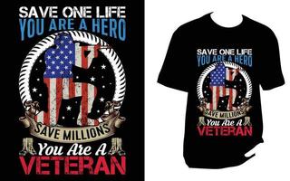 design de camiseta veterano vetor