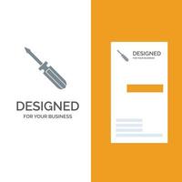 ferramentas de reparo de ferramentas de chave de fenda design de logotipo cinza e modelo de cartão de visita vetor