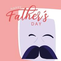 cartão de feliz dia do pai com rosto de cavalheiro vetor
