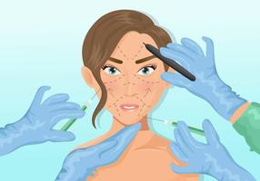 Cirurgia plástica de rosto de mulher