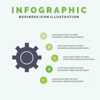 configuração de interface de engrenagem usuário ícone sólido infográficos fundo de apresentação de 5 etapas vetor