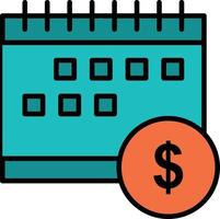 calendário bancário dólar dinheiro tempo ícone de cor plana econômica modelo de banner de ícone de vetor