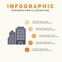 modelo de apresentação de infográficos de cidade de ebulição de hotel apresentação de 5 etapas vetor