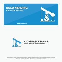 banner de site de ícone sólido de gás de petróleo da indústria da construção e modelo de logotipo de negócios vetor