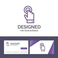cartão de visita criativo e modelo de logotipo toque ilustração em vetor tecnologia de interface touchscreen