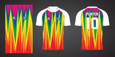 modelo de design de esporte de camisa de futebol colorida vetor