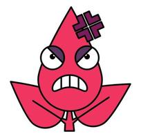 ícone de emoticon de linha fina com raiva de folha vermelha vetor