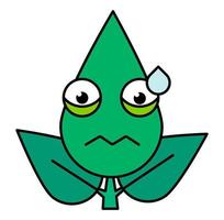 ícone de linha fina de emoticon nervoso de galho verde vetor