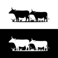 vetor de ilustração de logotipo de vaca estilo silhueta