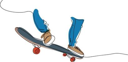 ilustração de desenho de linha de skate. vetor