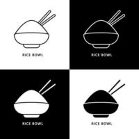 logotipo da tigela de arroz. ilustração de comida e bebida. símbolo de ícone de comida japonesa vetor