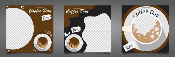 feeds do instagram para o dia do café vetor