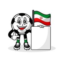 mascote cartoon futebol bandeira iraniana com banner vetor