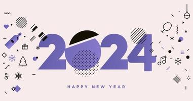 cartão de feliz ano novo 2024 vetor