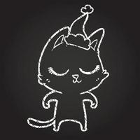 desenho de giz de gato de natal vetor