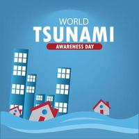 ilustração vetorial do dia mundial da conscientização do tsunami. design simples e elegante vetor