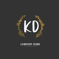 kd manuscrito inicial e design de logotipo de assinatura com círculo. logotipo manuscrito de design bonito para moda, equipe, casamento, logotipo de luxo. vetor