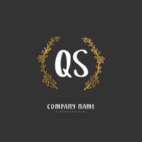 qs caligrafia inicial e design de logotipo de assinatura com círculo. logotipo manuscrito de design bonito para moda, equipe, casamento, logotipo de luxo. vetor