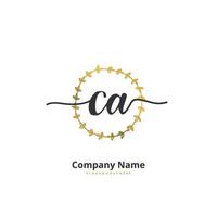 ca caligrafia inicial e design de logotipo de assinatura com círculo. logotipo manuscrito de design bonito para moda, equipe, casamento, logotipo de luxo. vetor