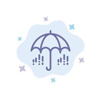 ícone azul da primavera do clima da chuva do guarda-chuva no fundo abstrato da nuvem vetor