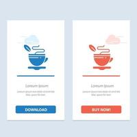 xícara de chá café quente azul e vermelho baixe e compre agora modelo de cartão de widget da web vetor