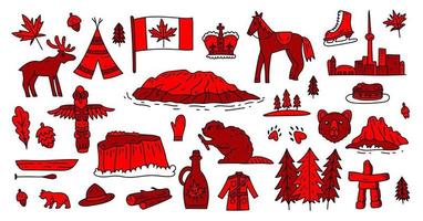 Canadá sinal e símbolo, conjunto de ícones plana de elementos infográficos. turismo. vetor