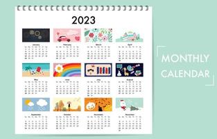 bonito calendário de férias sazonais 2023 com festival especial vetor