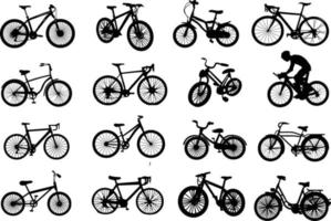 o conjunto de coleção de silhueta de bicicleta vetor