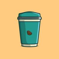 café quente com ilustração vetorial de sementes. café da manhã feliz. cafeteria. logotipo da mascote do café. estilo de desenho plano adequado para página de destino da web, banner, panfleto, adesivo, papel de parede, cartões, plano de fundo vetor